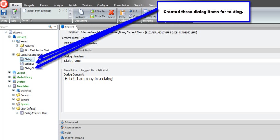 Dialog Content Items