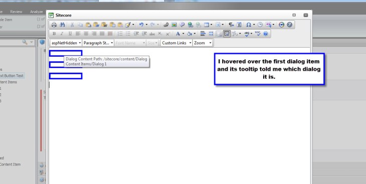 Inserted Three Dialogs WYSIWYG Hover