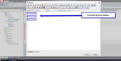 Inserted Three Dialogs WYSIWYG