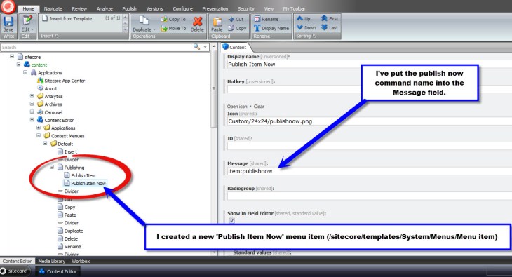 Publish Now Context Menu Button